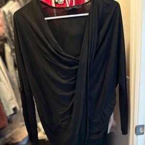 All saints women wrap front drape top black